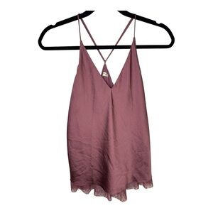 Intimately Free People Dusty Mauve/Plum Camisole with Lace Fringe